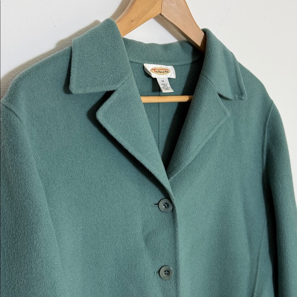 Talbots Womens Vintage Green Wool Blazer Jacket Classic Minimalist Style Sz 10 - Picture 2 of 11